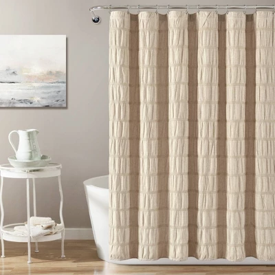 Waffle Striped Woven Cotton Shower Curtain - Lush Décor 7 Waffle Striped Woven Cotton Shower Curtain - Lush Décor - Image 5