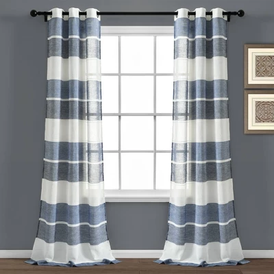 Set Of 2 38"x84" Textured Stripe Grommet Sheer Window Curtain Panels - Lush Décor 9 Set Of 2 38"x84" Textured Stripe Grommet Sheer Window Curtain Panels - Lush Décor - Image 7