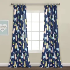 52"x84" Make A Wish Southwest Llama Cactus Window Curtain Panels Set - Lush Décor -Lush Décor GUEST 65783249 d88a 48f9 85ec 1564cb76ed5c