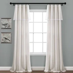 Linen Lace Window Curtain Panels - Lush Décor -Lush Décor GUEST 6844cfe3 2592 4ee1 86ba 848e7eb02385