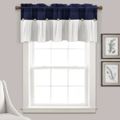 18"x52" Farmhouse Linen Button Window Valance - Lush Décor -Lush Décor GUEST 68b6f1ad ea6d 4eee b262 ecc31e2746ac