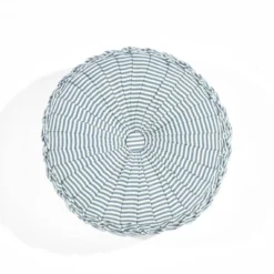 14" Farmhouse Ticking Striped Yarn Dyed Pleated Round Throw Pillow - Lush Décor -Lush Décor GUEST 6a133fff 2947 49a5 9a8c e31c445f4eaa