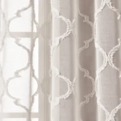 2pk 38"x84" Sheer Avon Trellis Curtain Panels Beige - Lush Décor -Lush Décor GUEST 6a21e439 1841 443b a176 25e9328c87ef 1