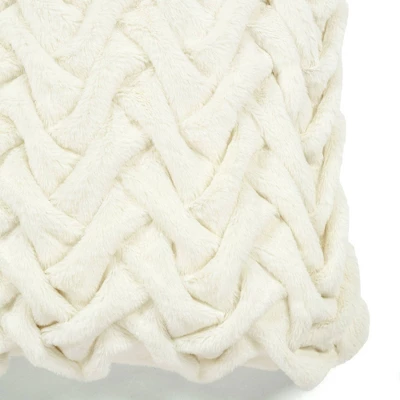 20"x20" Oversize Soft Faux Fur Weave Family-Friendly Square Pillow Cover Ivory - Lush Décor 4 20"x20" Oversize Soft Faux Fur Weave Family-Friendly Square Pillow Cover Ivory - Lush Décor - Image 2