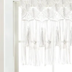 40"x30" Boho Macrame Tassel Cotton Window Valance White - Lush Décor -Lush Décor GUEST 6ce95199 19a6 432e 8b6d ae43d5bf895d