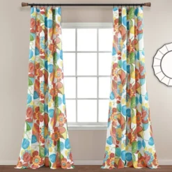 Set Of 2 Layla Light Filtering Window Curtain Panels Orange/Blue - Lush Décor -Lush Décor GUEST 71f46847 4d2e 4252 a056 9688f60891cd