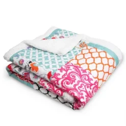 Lush Décor 50"x60" Brookdale Faux Shearling Throw Blanket Purple/Turquoise -Lush Décor GUEST 748a5248 99e6 4558 91fa 7c77c241da13