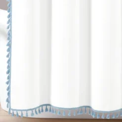 72"x72" Boho Melora Tassel Yarn Dyed Eco-Friendly Recycled Cotton Shower Curtain Blue - Lush Décor -Lush Décor GUEST 75119cec 98f2 41c6 a803 73b935cbcb6c