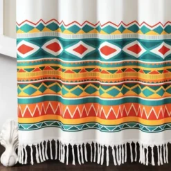 72"x72" Boho Viviane Geo Shower Curtain Turquoise/Orange - Lush Décor 8 72"x72" Boho Viviane Geo Shower Curtain Turquoise/Orange - Lush Décor -Lush Décor GUEST 79472525 2990 4db5 8071 69e784ac7ae1