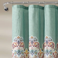 72"x72" Boho Chic Shower Curtain Seafoam - Lush Décor