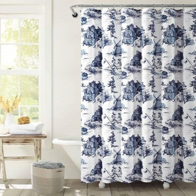 French Country Toile Single Shower Curtain - Lush Décor 7 French Country Toile Single Shower Curtain - Lush Décor - Image 5
