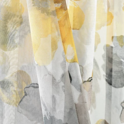 2pk 52"x84" Sheer Leah Curtain Panels Yellow/Gray - Lush Décor 6 2pk 52"x84" Sheer Leah Curtain Panels Yellow/Gray - Lush Décor - Image 4