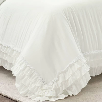 Lush Decor 3pc Ella Ruffle Comforter Bedding Set White 7 Lush Decor 3pc Ella Ruffle Comforter Bedding Set White - Image 5