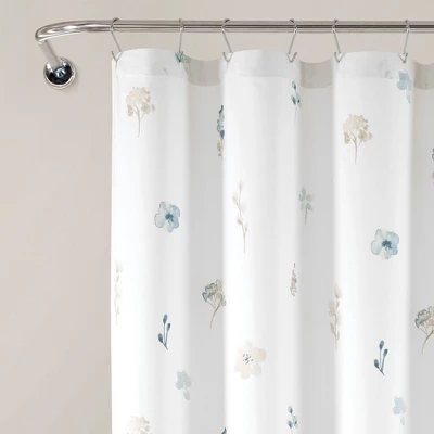72"x72" Livia Flora Silver-Infused Antimicrobial Shower Curtain Neutral/Blue - Lush Décor 3 72"x72" Livia Flora Silver-Infused Antimicrobial Shower Curtain Neutral/Blue - Lush Décor