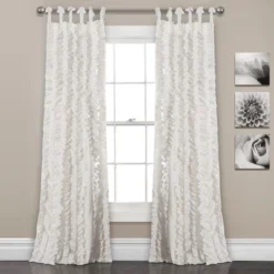 Set Of 2 Sophia Ruffle Window Curtain Panels White - Lush Décor -Lush Décor GUEST 85719f9e d6b7 4ab1 83fa 59c2b24bb06a