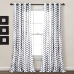 Set Of 2 (84"x52") Calia Chevron Geo Window Curtain Panels - Lush Décor -Lush Décor GUEST 872bd48d df06 4d17 b3a3 366391aac07f
