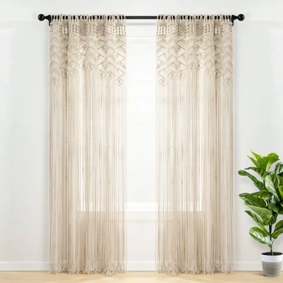 84"x40" Boho Macrame Leaf Cotton Window Curtain Panel - Lush Décor 10 84"x40" Boho Macrame Leaf Cotton Window Curtain Panel - Lush Décor - Image 8