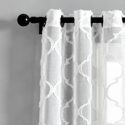 2pk 38"x95" Sheer Avon Trellis Curtain Panels White - Lush Décor 3 2pk 38"x95" Sheer Avon Trellis Curtain Panels White - Lush Décor