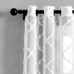 2pk 38"x84" Sheer Avon Trellis Curtain Panels White - Lush Décor