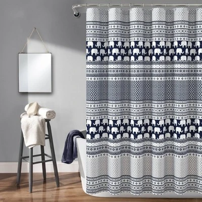 Elephant Striped Shower Curtain - Lush Décor 7 Elephant Striped Shower Curtain - Lush Décor - Image 5
