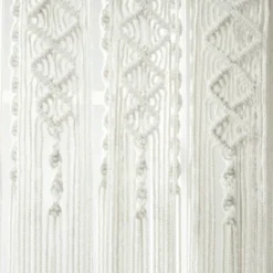 1pc 40"x84" Light Filtering Boho Macrame Textured Indoor/Outdoor Curtain Panel White - Lush Décor -Lush Décor GUEST 8fd2875e 6a90 4968 9a26 6f96135de2d3