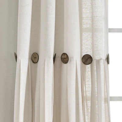 1pc Light Filtering Farmhouse Linen Button Window Curtain Panel - Lush Décor 4 1pc Light Filtering Farmhouse Linen Button Window Curtain Panel - Lush Décor - Image 2
