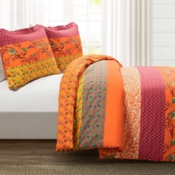 3pc Royal Empire Cotton Duvet Cover Set Tangerine - Lush Décor