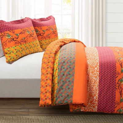 3pc Royal Empire Cotton Duvet Cover Set Tangerine - Lush Décor 3 3pc Royal Empire Cotton Duvet Cover Set Tangerine - Lush Décor