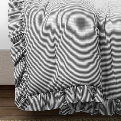 Lush Decor 3pc Reyna Stripe Reversible Comforter Bedding Set Gray/White 4 Lush Decor 3pc Reyna Stripe Reversible Comforter Bedding Set Gray/White - Image 2