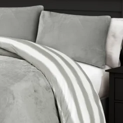 Plush Stripe Comforter Set Gray - Lush Décor