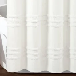 72"x72" Boho Kendra Tufted Yarn Dyed Eco Friendly Recycled Cotton Shower Curtain - Lush Décor -Lush Décor GUEST 9b666223 a6fa 4962 afe9 aa0d4d7ee9ce