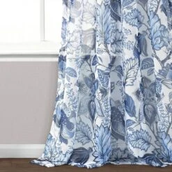 2pk 52"x84" Sheer Cynthia Jacobean Curtain Panels Blue - Lush Décor -Lush Décor GUEST 9ca9d327 db9e 4d66 87de ac0ca309ab86