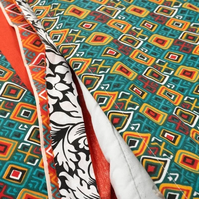 Lush Décor Boho Stripe Reversible Cotton Duvet Cover Set Turquoise/Tangerine 8 Lush Décor Boho Stripe Reversible Cotton Duvet Cover Set Turquoise/Tangerine - Image 6