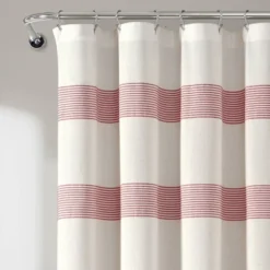 Tucker Stripe Yarn Dyed Cotton Knotted Tassel Shower Curtain - Lush Décor