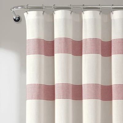 Tucker Stripe Yarn Dyed Cotton Knotted Tassel Shower Curtain - Lush Décor 3 Tucker Stripe Yarn Dyed Cotton Knotted Tassel Shower Curtain - Lush Décor