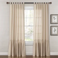 84"x40" Farmhouse Faux Linen Tab Top Window Curtain Panel - Lush Décor -Lush Décor GUEST a51014b7 649d 479c 8fa0 7daabaf980a3