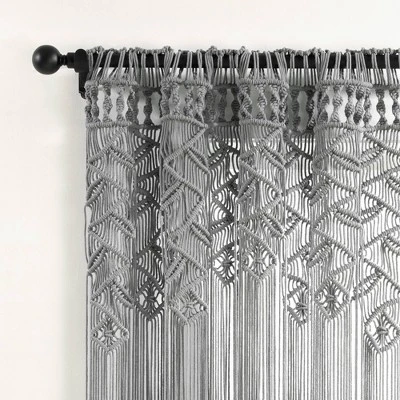84"x40" Boho Macrame Leaf Cotton Window Curtain Panel - Lush Décor 4 84"x40" Boho Macrame Leaf Cotton Window Curtain Panel - Lush Décor - Image 2