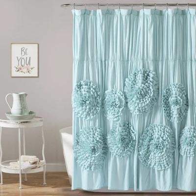 Serena Flower Texture Shower Curtain - Lush Décor 10 Serena Flower Texture Shower Curtain - Lush Décor - Image 8