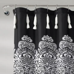 72"x72" Boho Medallion Shower Curtain Black - Lush Decor