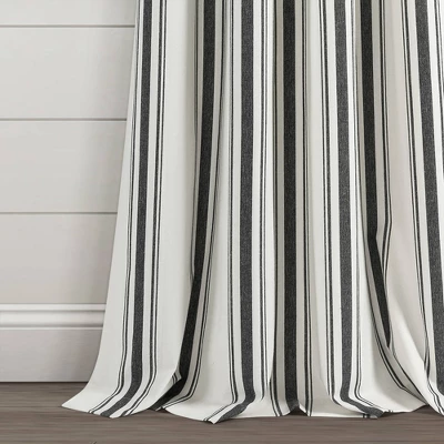 2pk 42"x84" Light Filtering Farmhouse Striped Yarn Dyed Curtain Panels Black - Lush Décor 5 2pk 42"x84" Light Filtering Farmhouse Striped Yarn Dyed Curtain Panels Black - Lush Décor - Image 3