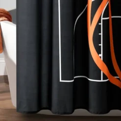 72"x72" Kids' Basketball Game Shower Curtain Black/Orange - Lush Décor -Lush Décor GUEST a98a7483 28b7 47e6 824f 5bec5313d991
