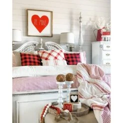 Lush Décor 50"x60" Farmhouse Stripe Throw Blanket Red -Lush Décor GUEST aa3a85fe 8eab 49a5 a458 666c74ebd101
