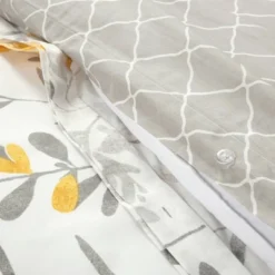 3pc Aprile Cotton Duvet Cover Set Yellow/Gray - Lush Décor -Lush Décor GUEST aad383ee a49d 427c beac 6215fc8c4c79