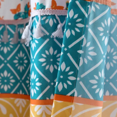 2pk 42"x84" Light Filtering Emily Boho Stripe Curtain Panels Turquoise Blue - Lush Décor 7 2pk 42"x84" Light Filtering Emily Boho Stripe Curtain Panels Turquoise Blue - Lush Décor - Image 5