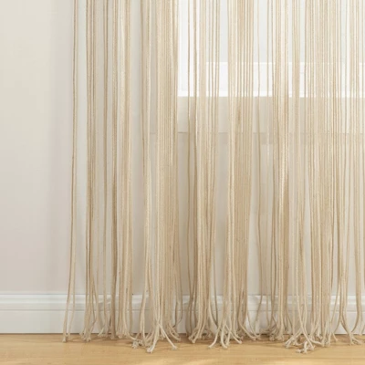 1pc 40"x84" Light Filtering Boho Macrame Tassel Curtain Panel Tan - Lush Décor 5 1pc 40"x84" Light Filtering Boho Macrame Tassel Curtain Panel Tan - Lush Décor - Image 3