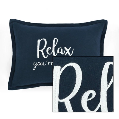 13"x20" 'Relax You're Home' Family-Friendly Lumbar Throw Pillow Cover Navy - Lush Décor 6 13"x20" 'Relax You're Home' Family-Friendly Lumbar Throw Pillow Cover Navy - Lush Décor - Image 4