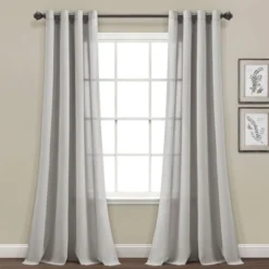 Set Of 2 (84"x52") Faux Linen Grommet Window Curtain Panels - Lush Décor -Lush Décor GUEST ade42507 0b94 49b2 9dc7 57e4c8d1e9fa