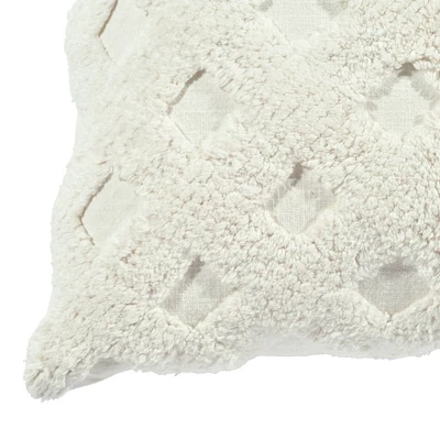 20"x20" Oversize Tufted Diagonal Square Throw Pillow White - Lush Décor 4 20"x20" Oversize Tufted Diagonal Square Throw Pillow White - Lush Décor - Image 2