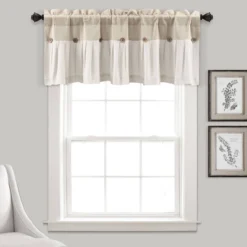 18"x52" Farmhouse Linen Button Window Valance - Lush Décor -Lush Décor GUEST b02e4d65 6d63 41d1 9a09 08bd3bd3f49e