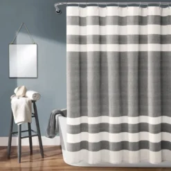 Cape Cod Stripe Yarn Dyed Cotton Shower Curtain - Lush Décor -Lush Décor GUEST b1926d32 200a 4385 a68e 5cd725280283